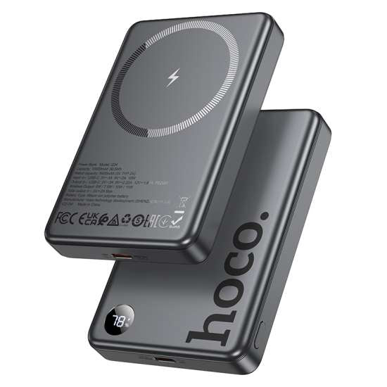 HOCO. POWER BANK MAGNETIC Q34 FAST CHARGE 10000MAH PD TYPE-C 20W - METAL GREY